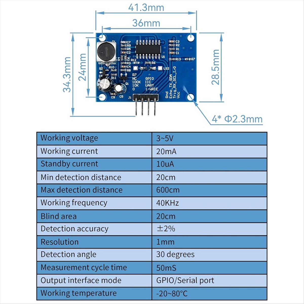 Ultrasonic Sensor Hc - DT38 2 szt. Ultradźwiękowy czujnik odległości